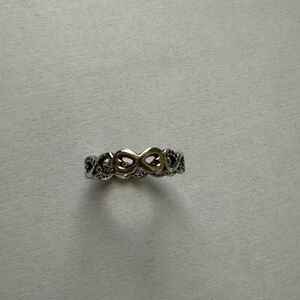 Pandora Infinity Hearts Ring Clear CZ Eternity Band 925 Romantic Stack Ring